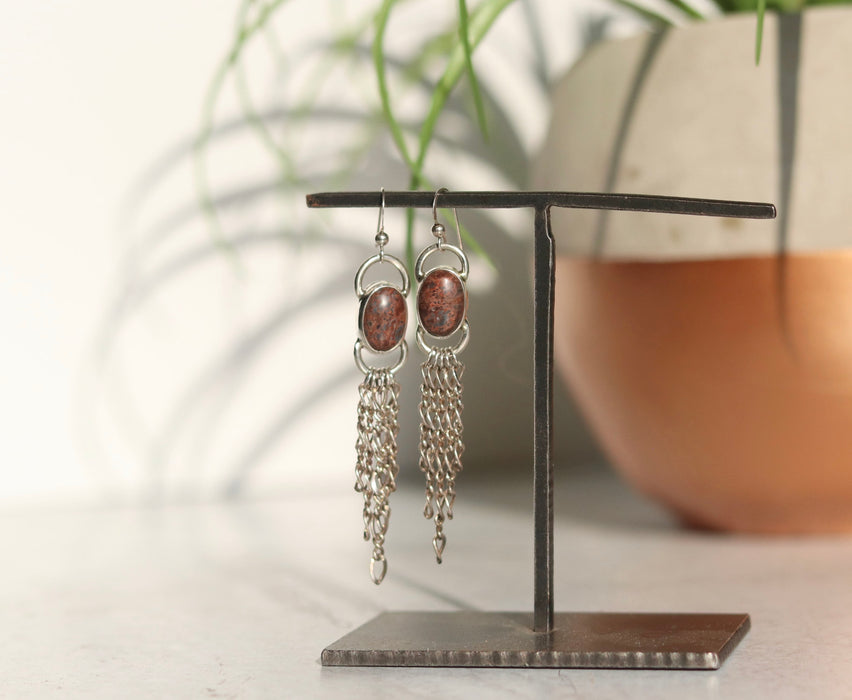 Leopard Jasper Fringe Earrings