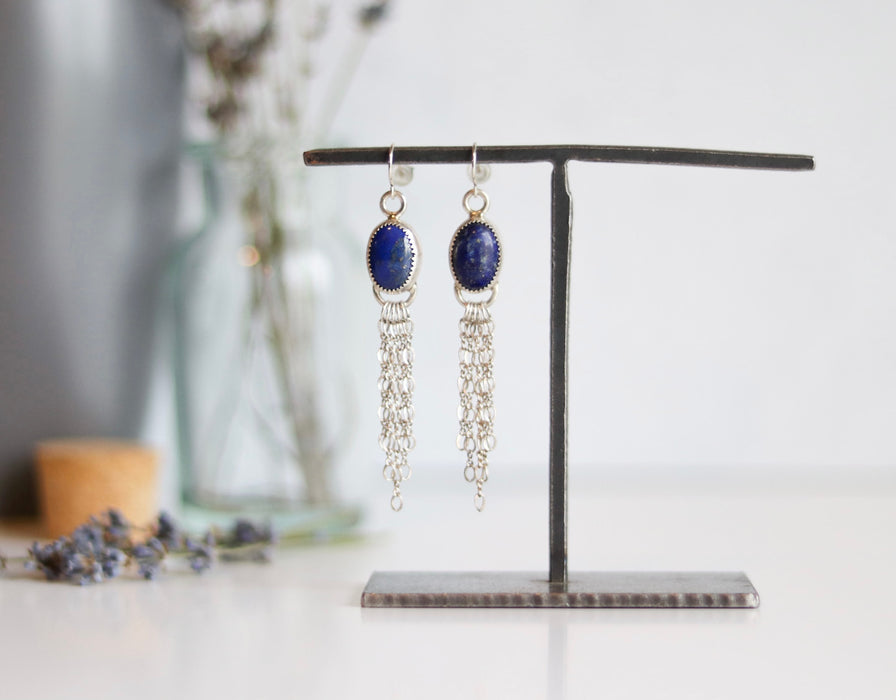 Lapis Lazuli Fringe Earrings