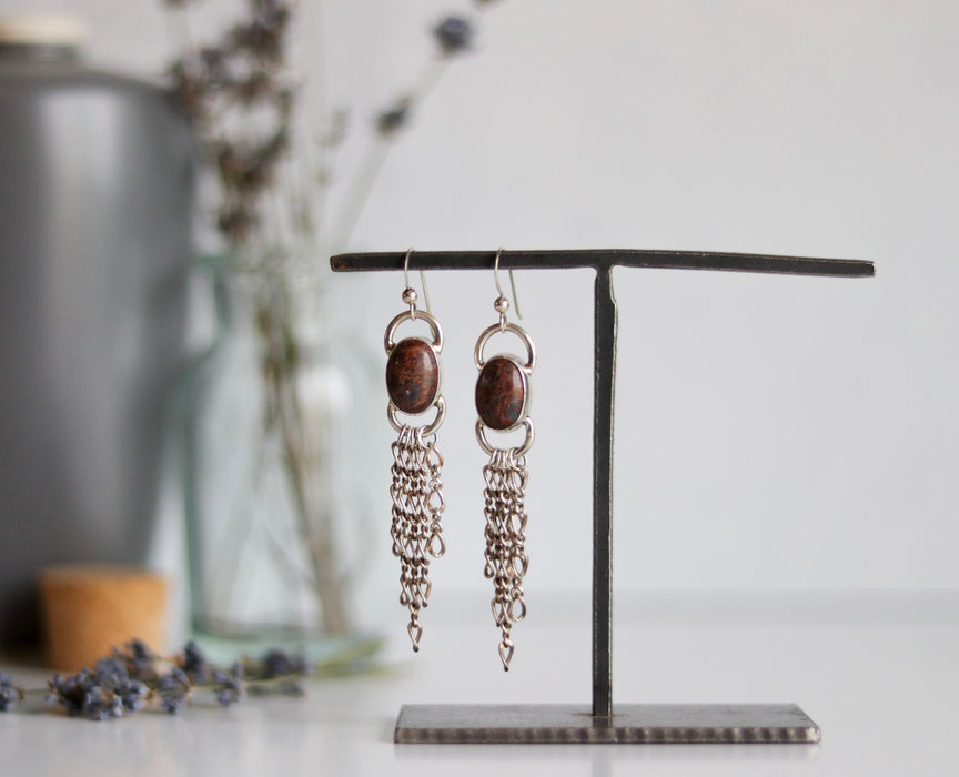 Leopard Jasper Fringe Earrings