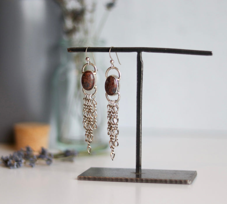 Leopard Jasper Fringe Earrings